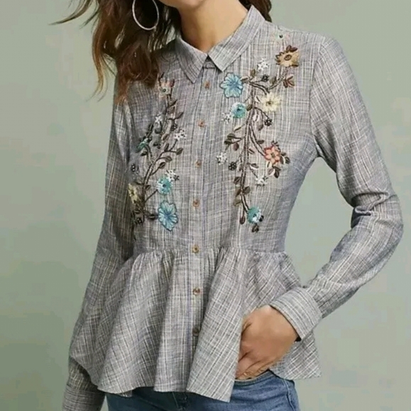 Beautiful HD from Anthropologie linen blouse - Picture 1 of 11